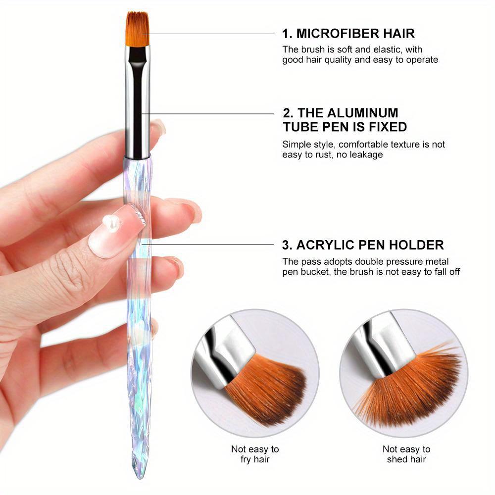 8pcs/set Aurora Acrylic Nail Art Painting Pens for Nail Design Soft Slender Brush Gradient UV Gel Drawing DIY Brushes
