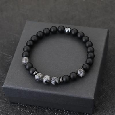 Noter Handgefertigtes Herrenarmband 8 mm Onyx Tigeraugen Steinperlen Armband Hämatit Heilung Braslet Cadeau Homme Freizeitzubehör