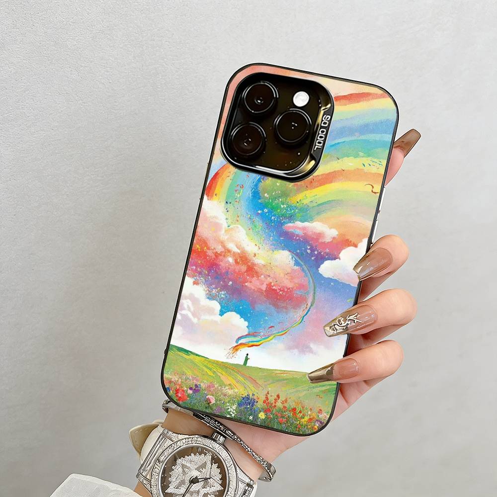 colorful Phone Case For iPhone 17,16,15,14,13,12,11 Plus,Pro Max,XS,Colorful Silver Black Cover