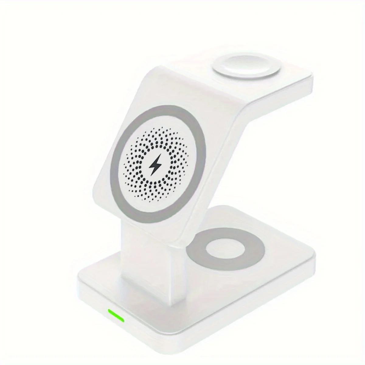 

4-в-1 магнитное беспроводное зарядное устройство Magsafe для iPhone 16 15 14 13 12 часов AirPods Pro будильник быстрая зарядная станция