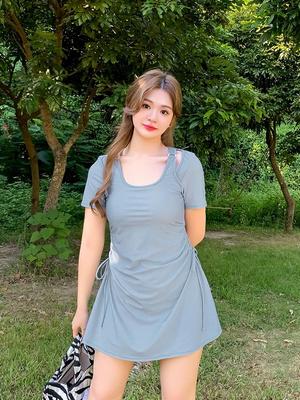 Plus Size Conservative Swimwear - Solid Color, Slimming, Loose Fit for Women