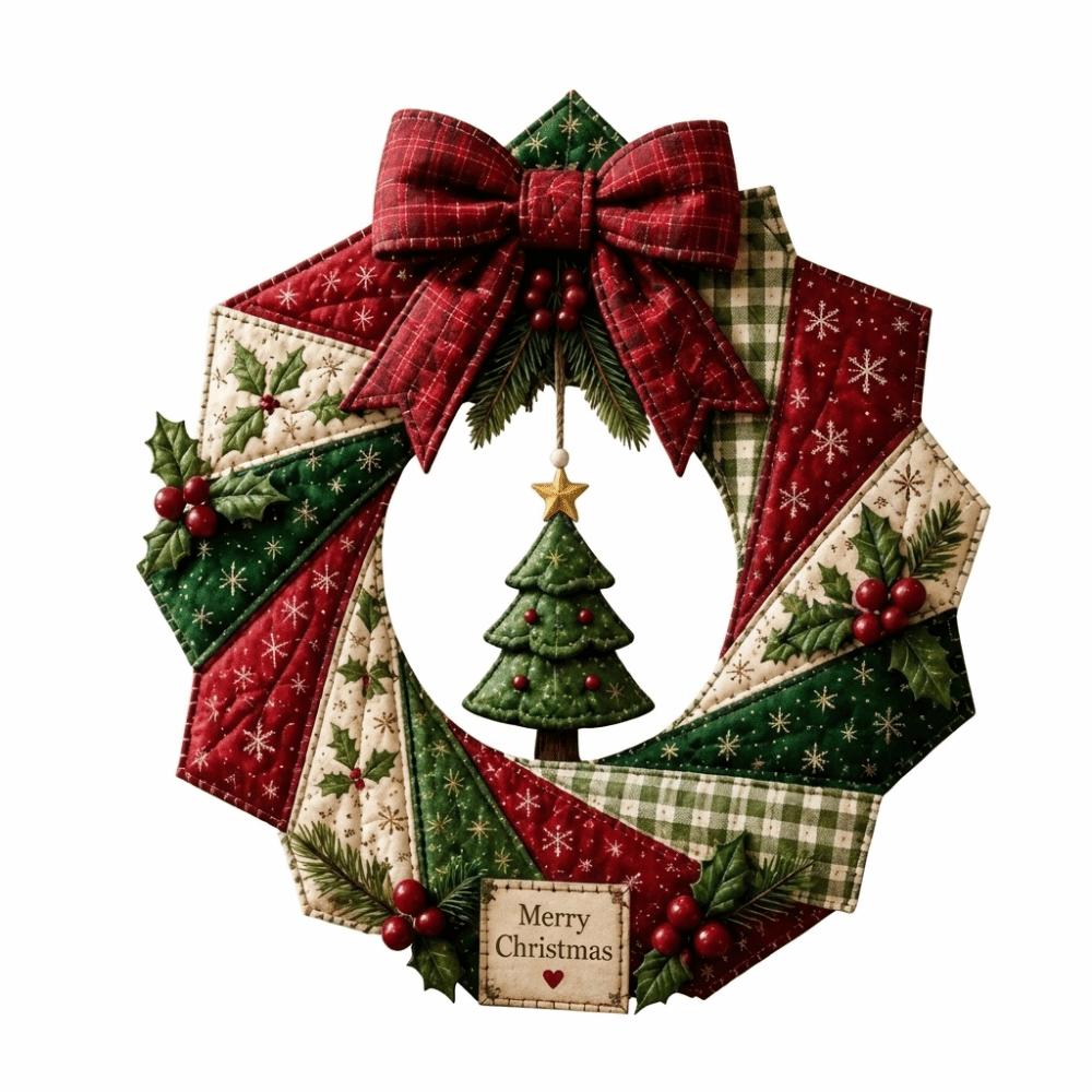 Santa Claus Christmas Quilted Wreath Craft Kit Door Hanging Xmas Craft Kit Front Door Decor