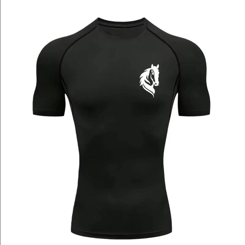 Pegasus Herren Sport T-Shirt Training Fitness Kompressions Workout T-Shirt Athletische T-Shirts Fitnessstudio T-Shirts Herren Fitness T-Shirt