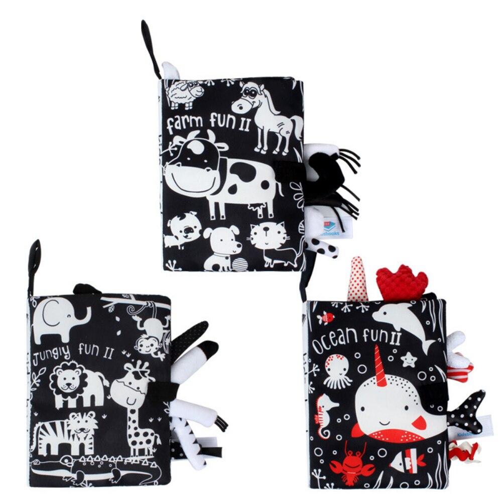 0-36M Baby Early Learning Toy Tail Cloth Book Parent-child Interactive Sound Paper Puzzle Cloth Book Rattle