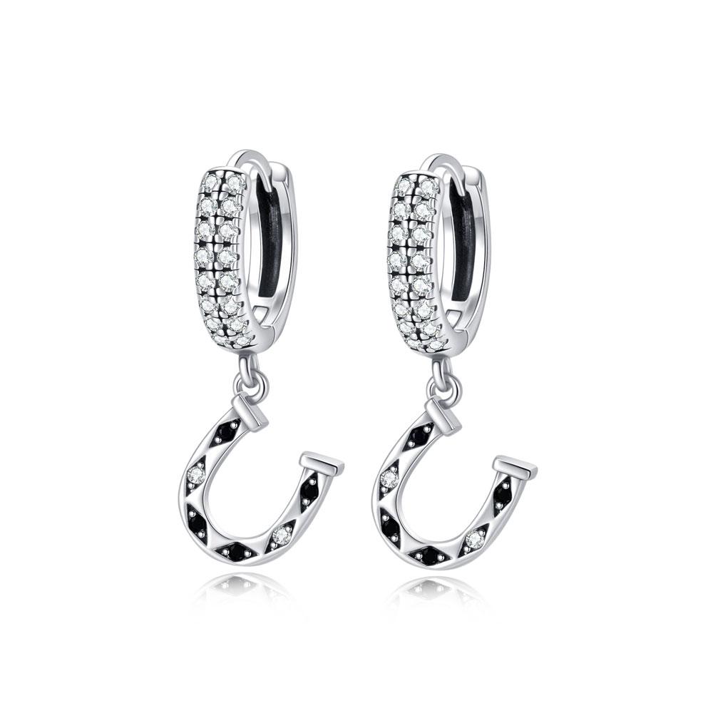 Original 925 Silver Hoop Earrings Crystal Love Heart Star Drop Earring Pendant Earings For Women Gift Luxury Jewelry