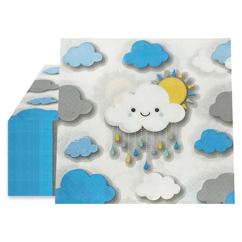 Clouds Raindrops Printed Colorful Paper Napkins Disposable Holiday Party Cartoon Decoration Supplies