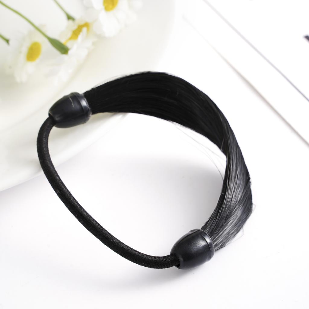 Rubber Band Made Of Hair Rope Simulation Wig Head Rope Wig Hair Ring Straight Hair Tie Ponytail Elastic Hair Accessories