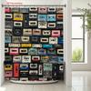 Retro Cassette Tape Shower Curtain Colorful Audio Tape Pattern 2D Digital Print Polyester Bath Curtain With Hooks