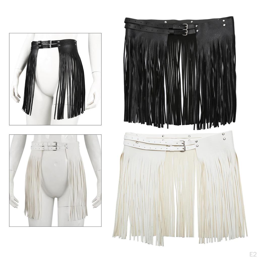 Damen Leder Hüftband Fransen Quaste Rock Punk Gothic Tanz Gürtel Clubwear