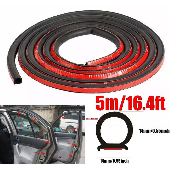 16FT Car Door Rubber Weather Seal Hollow Strip Weatherstrip 5M D-Shape Universal