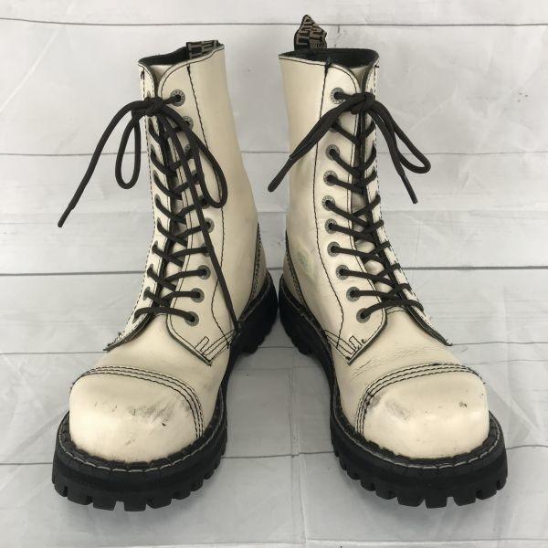 Steel Leather Engineer Boots White Steel Toe Mid Length 24.5(USED)