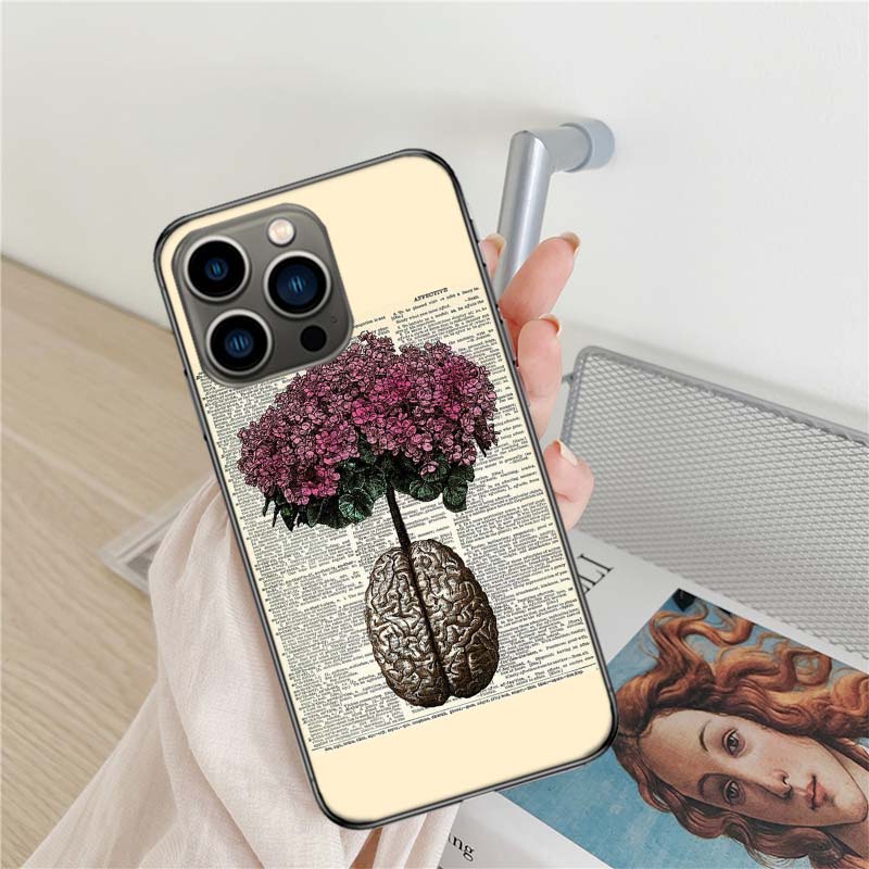Medical Human Organs Brain Meridian Kidney Phone Case For Apple Iphone 16 15+ 17 Pro Max 14 Plus 16E Air 13 12 Mini Clear