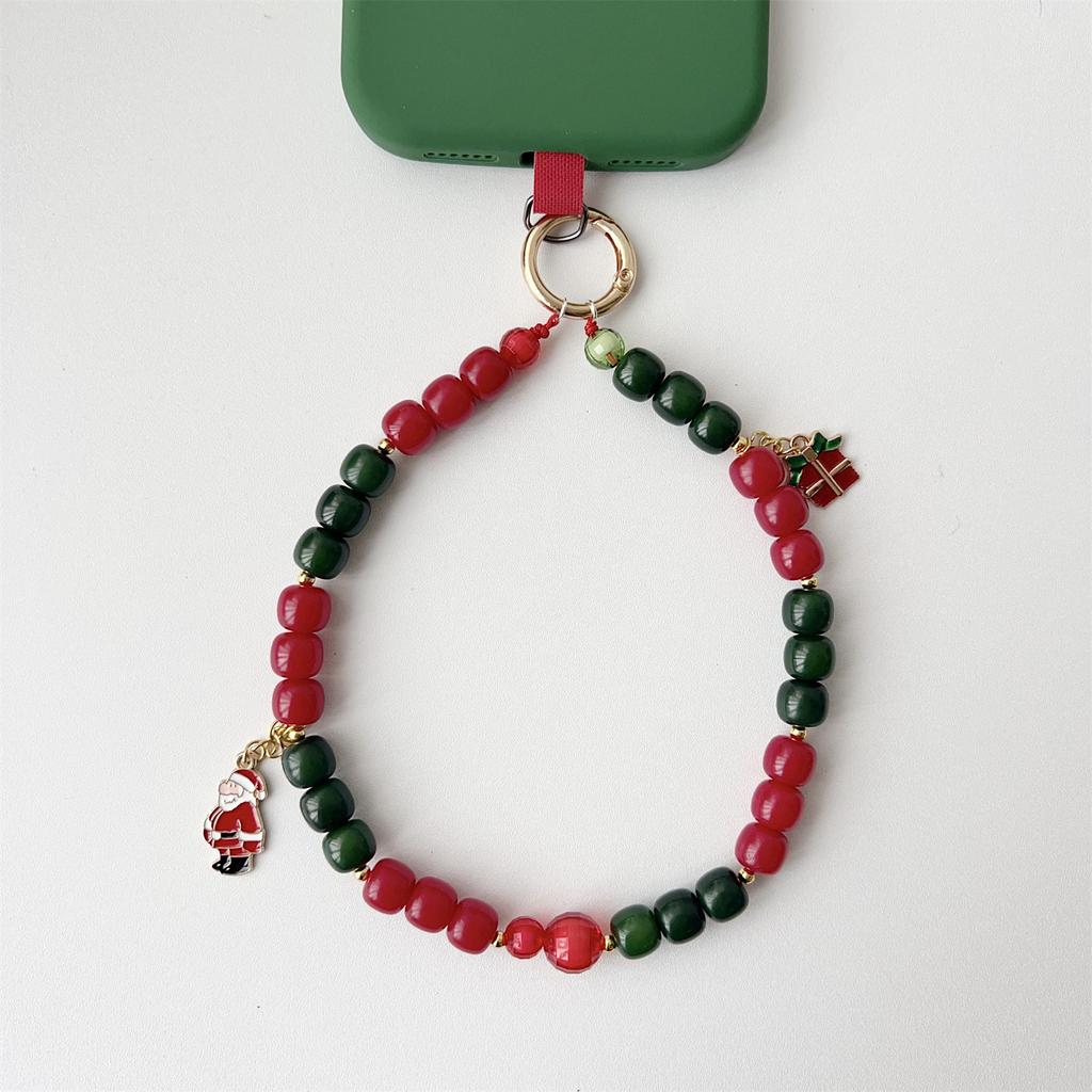 8 inch Length Handmade Beaded Christmas Phone Strap Lanyard Charm Festive Holiday Accessory Hanging Ornament Gift