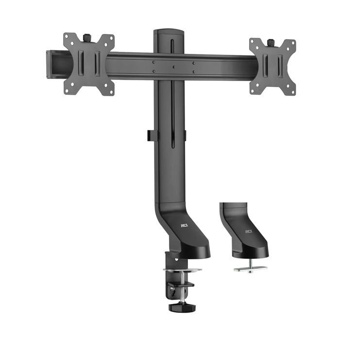 Support écran - ACT - AC8322 - Fixation pour 2 écrans jusqu'à 27'' - Réglable en hauteur - Noir