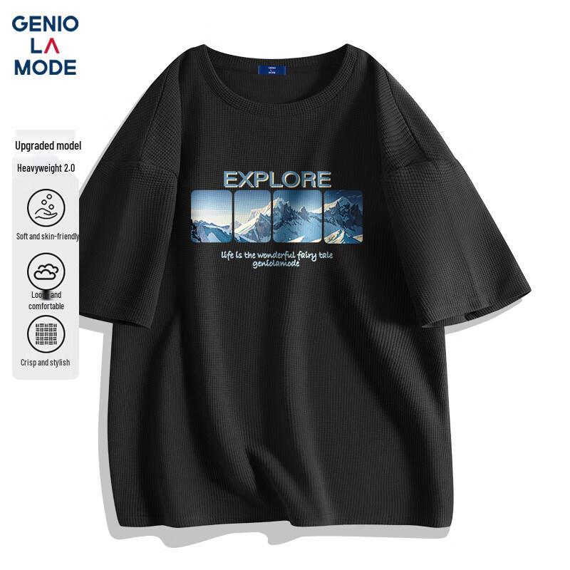 GENIOLAMODE Men s Waffle Knit Short Sleeve T-Shirt 3XL