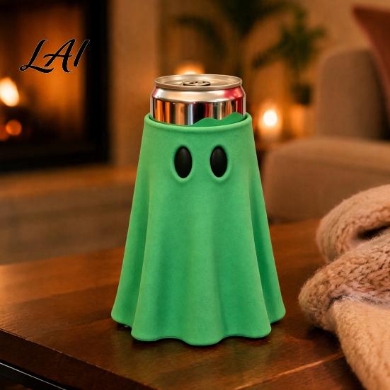 Insulated Jar Jacket Halloween Ghost Can Holder Universal Beverage Cooler Sleeve Cute Shaped Flexible Insulator Drink Holder for Standard Slim Tall