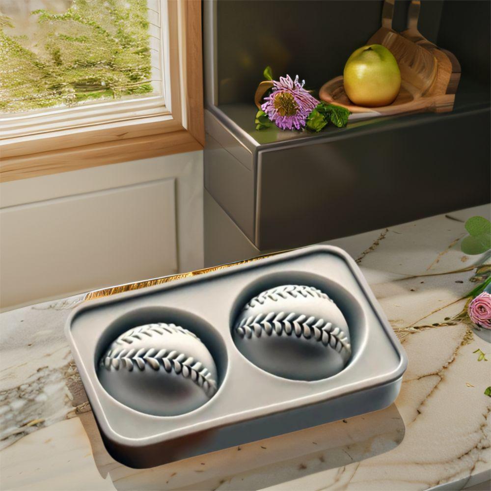 Creativity Baseball Shaped Ice Cube Mold Double Ball Easy Release Ice Cube Maker Silicone Ice Ball Tray for Home Bar Kitchen