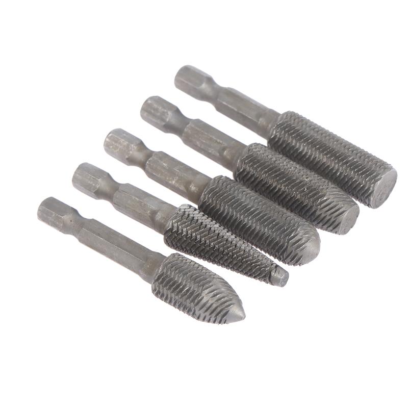 5Pcs/Set Hex Shank Head Tungsten Carbide Steel Rotary Burr Die Grinder Bit Shank Carving Kit For Mold Polishing Grinding Tool