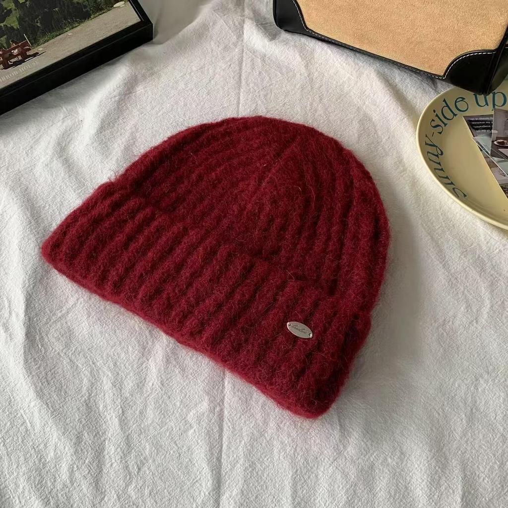 Soft and Skin Friendly Off White Knitted Hat for Women Thickened Warm Woolen Hat for Autumn and Winter  Outdoor Windproof Ear Protecting Hat  Cold Hat
