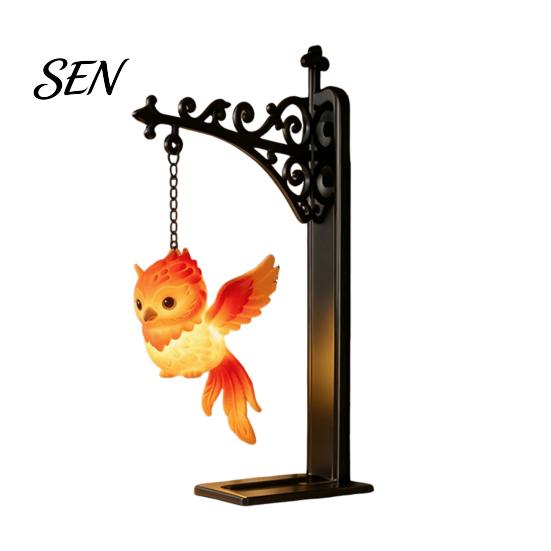 Magic Bookshelf Lamp Magical with Owl Phoenix And Stag Figures, Vintage Iron Stand Bedroom Night Light Light, Warm Decorative for Library Study