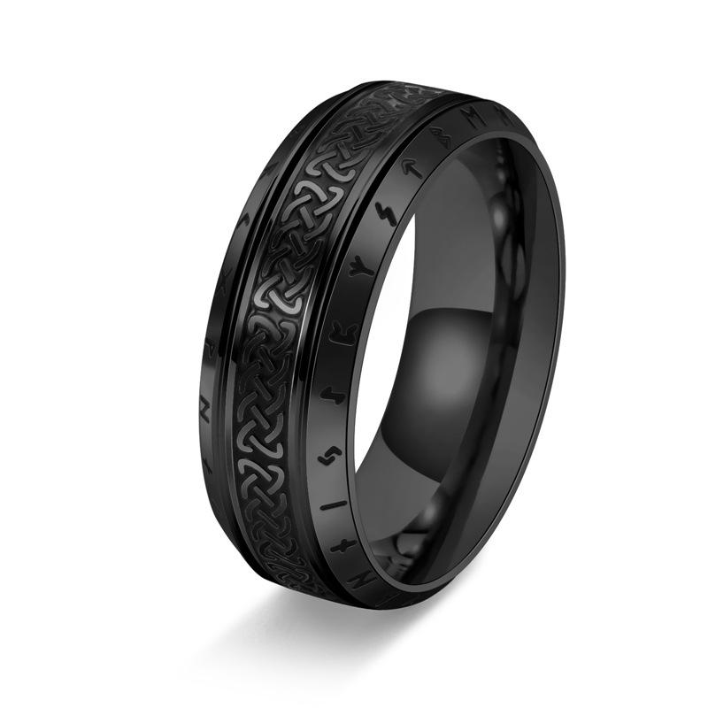 2026 Vintage Nordic Celtic Knot Viking Text Ancient Gold Ring Men's Literary Fan Ring