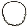 European and American Retro Black and White Checkerboard Contrasting Color Design Beaded Long Necklace Simple