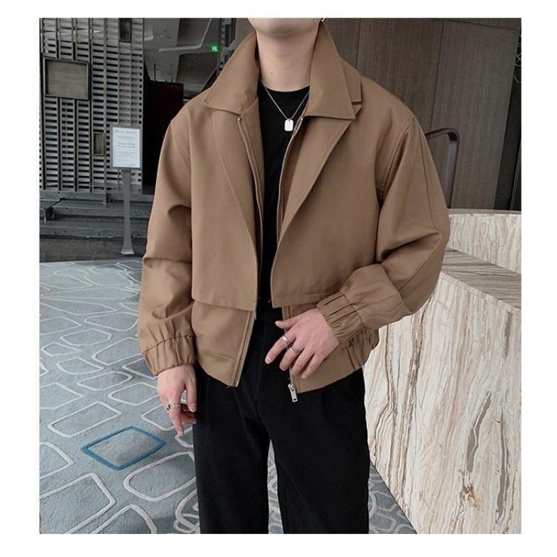 Spring Jacket Men's Trendy and Handsome Lapel Loose High Street Long-sleeved Versatile Jacket