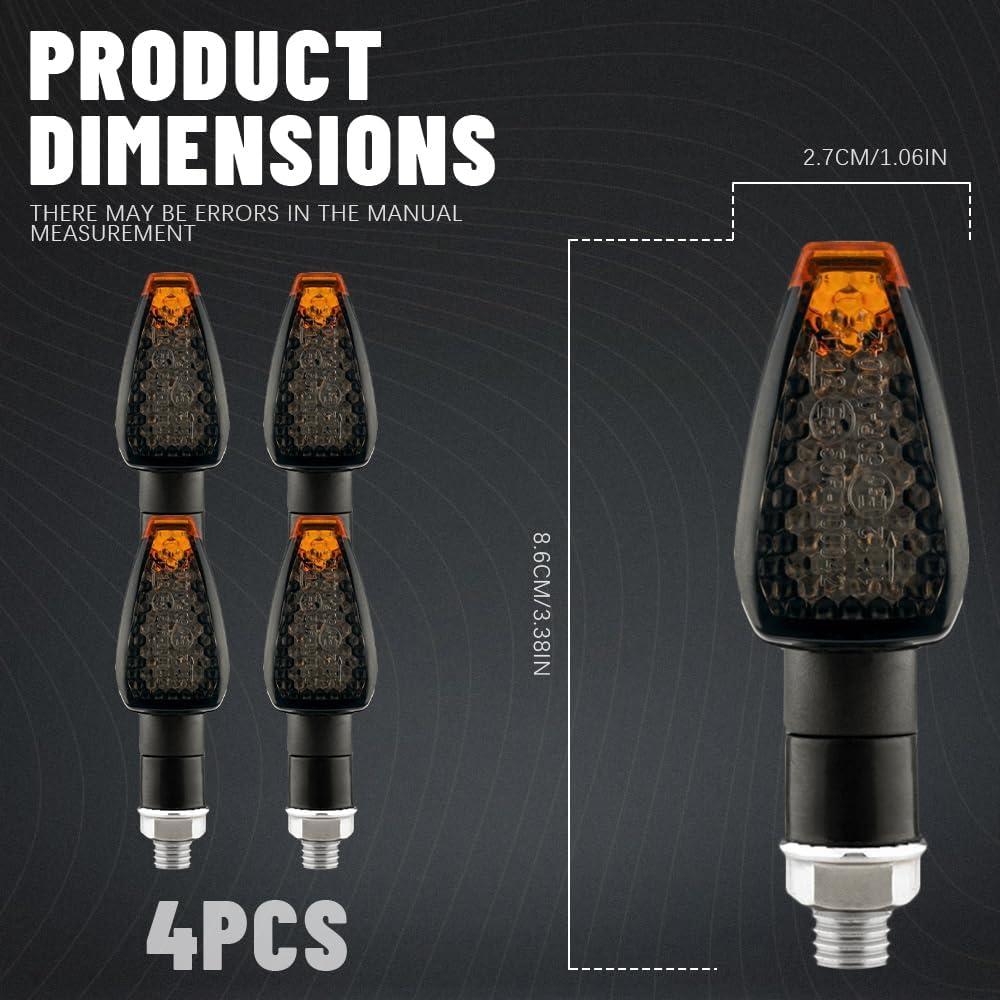 4 Stück Motorrad-Blinker, 14 LEDs, 12 V, bernsteinfarbene Lampe, Motorrad-Blinkerlicht, passend für Motorrad, Roller, Quad, Cruiser, Offroad