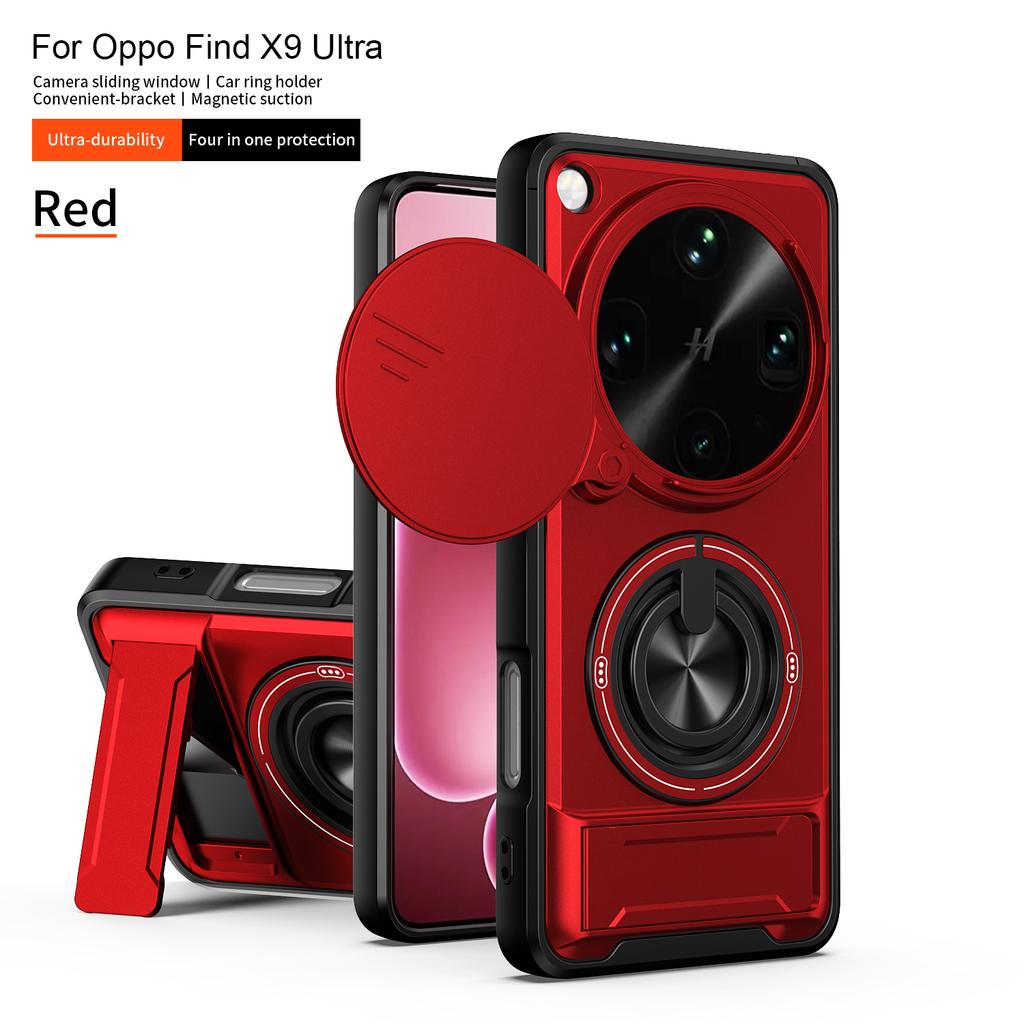 Custodia per OPPO Find X9 Ultra con Supporto Magnetico Protezione Scorrevole per Fotocamera per OPPO Find X8 X9 Pro 5G Cover Corazzata Antiurto per Telefono
