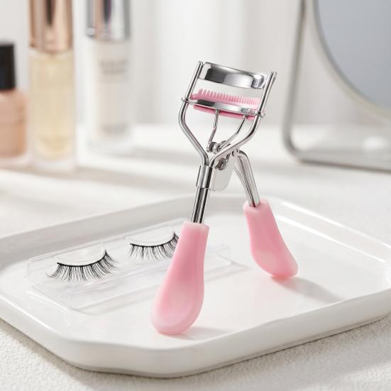 Women Eyelash Curler with Rubber Handle Natural Long Lasting Professional Lashes Curling Tools Volumizing Precise Control Eye Lash