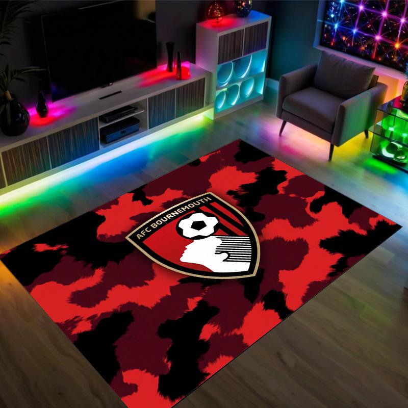 Bournemouth Football Design Crystal Velvet Carpet Cozy Non?Slip Printed Rug For Bedroom Living Room Entrance