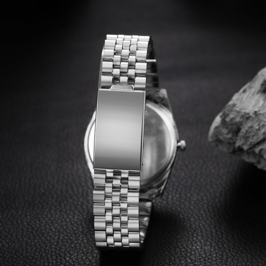 Men's Stainless Steel Watch with 3ATM Water Resistance and Analog Display: Simple and Stylish Quartz Watch in Silver - A Fashionable Gift for