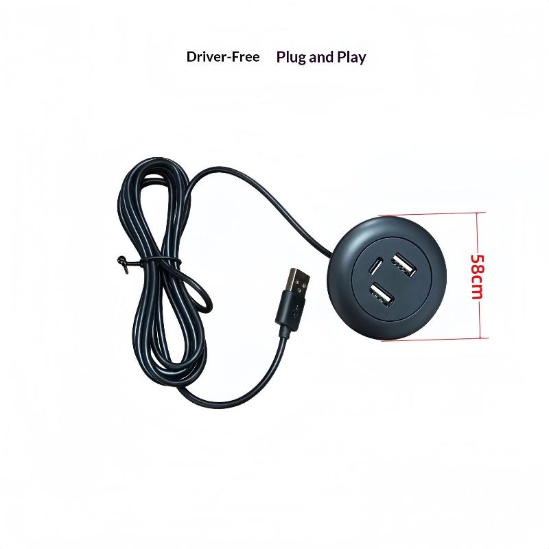 1Pcs Type-C Usb Charger 3 In 1 Splitter Desktop Hole Embedded Usb Hub For Laptop Pc Mobile Phone Charging Furniture Office Socke