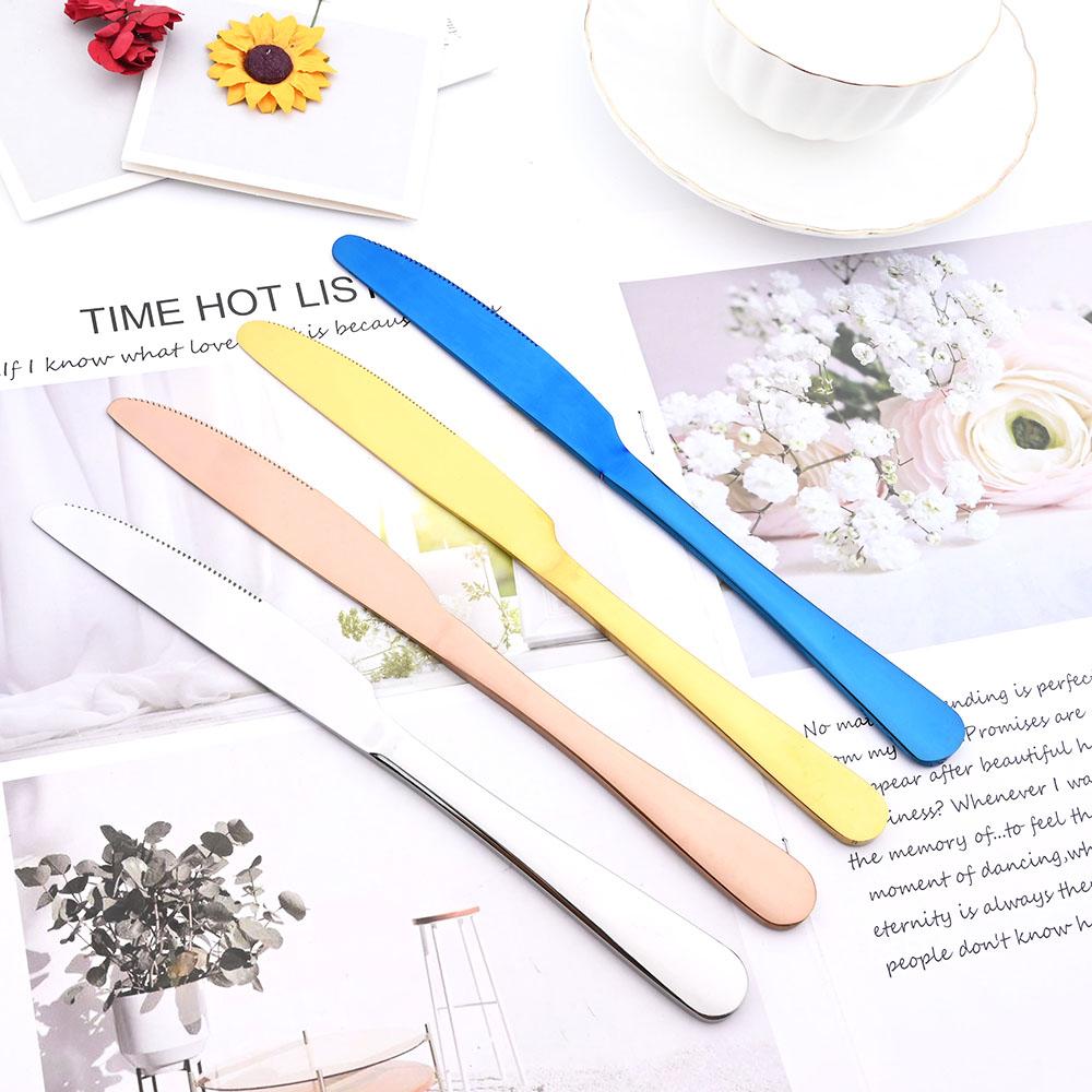 Sada modrého příboru Sada kuchyňského nádobí Sada západních příborů z nerezové oceli Jídelní nůž Vidlička Lžičky na kávu Kompletní sada nádobí