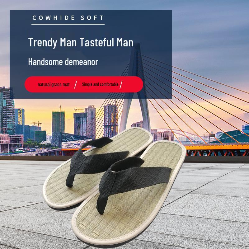 Sommer Strohmatte Flip-Flops: Lässige Outdoor-Slipper, alle Größen verfügbar