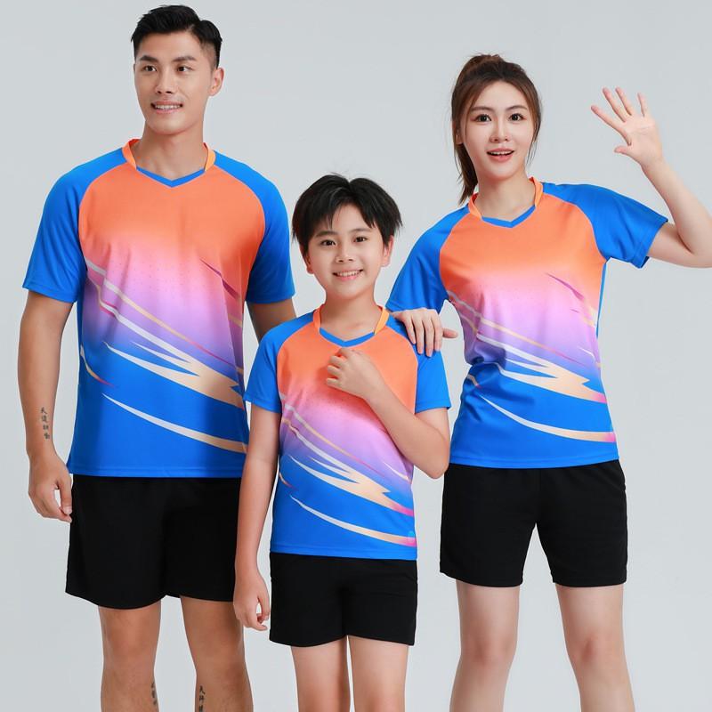 Badminton Shirt Shorts Set Family Matching Kids Adult V-Neck Sports Training Competition Wear