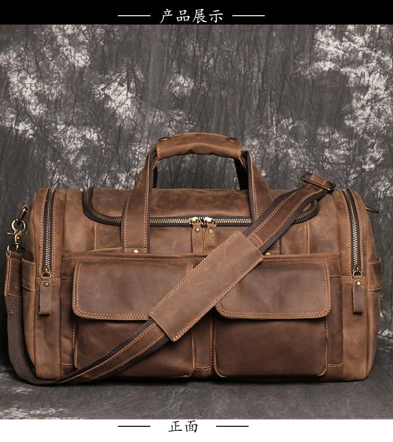 

Overseas Hot Retro Crazy Horse Leather Travel Bag First Layer Cowhide Business Travel Bag Large Capacity Fitness Bag