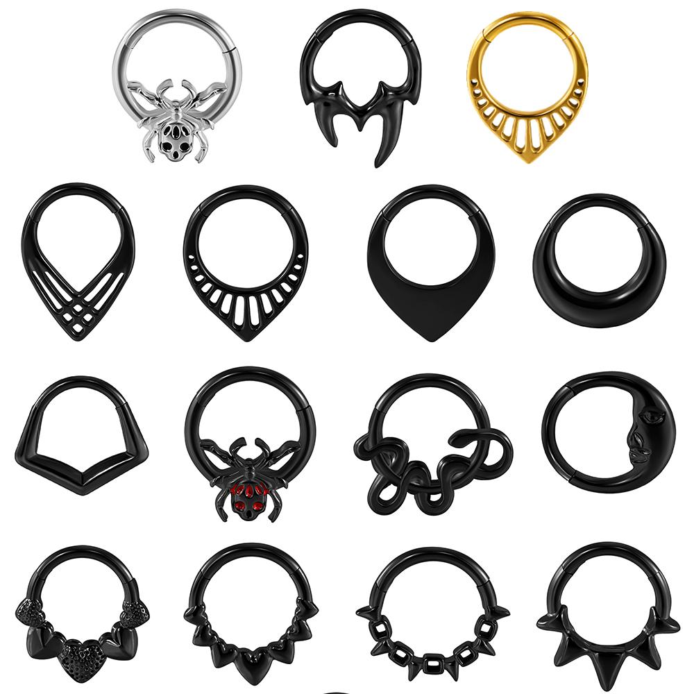 1/3PCS Sets Moon Waterdrop Snake Septum Piercing Clicker Flower Nose Rings 16G Segment Cartilage Daith Hoop Earring Jewelry Gift