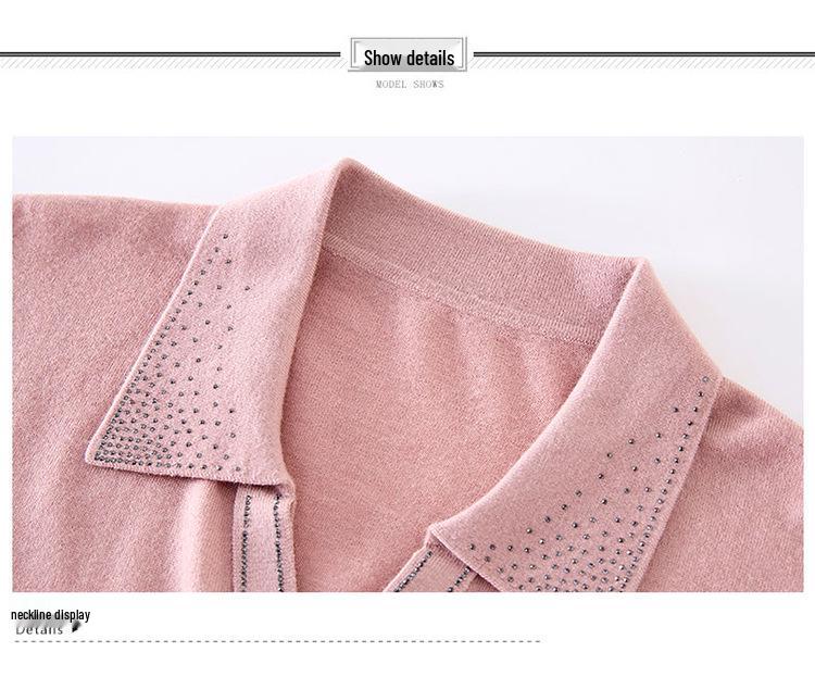 Chic Wool Long-Sleeve Sweater for Moms - Spring/Autumn Fashion for Middle-Aged Women - Perfect Wedding Inner Wear for Mother of the Bride/Groom