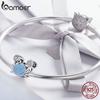 BAMOER Real 925 Sterling Silver Funny Crab Clear CZ Blue Enamel Charm Beads fit Women Bracelets