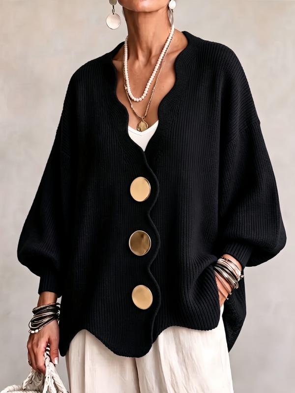 Women's European Loose Knit Cardigan - New Long Sleeve Sweater Coat, Solid Color, Versatile Outerwear, Lazy Style
