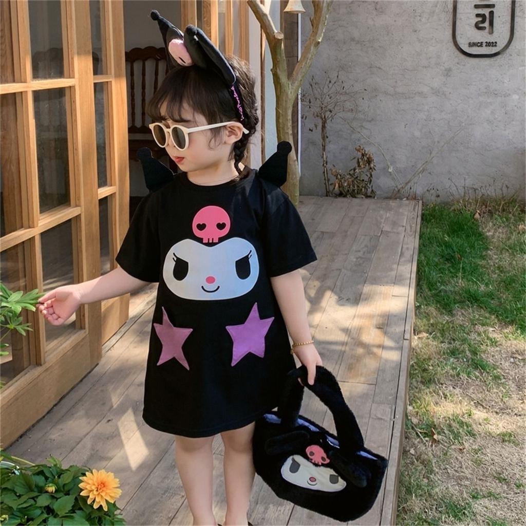 Girls Summer Cartoon Print Dress Sweet Babydoll Collar Toddler Dress