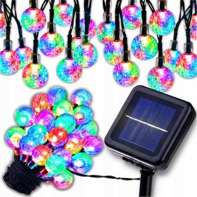 Solar Garland 10m 100 LED Balls IP65 Twilight Sensor Garden Curtain RGB