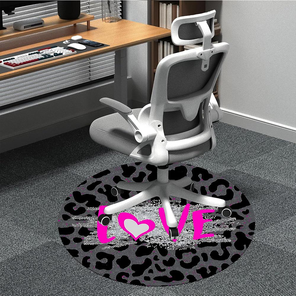 

1pc Love LeopardChair Carpet for Office, Indoor Non-Slip Washable Polyester Fiber Carpet, Mat For Office, Machine Washable 80cm