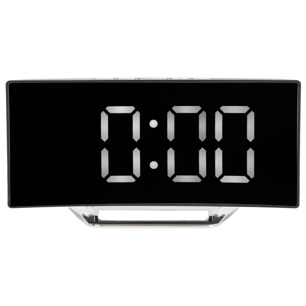Digital Alarm Clock Mirror Smart Light Sensing Curved Screen LED Clock Digital Temperature Display Alarm Clock for Student