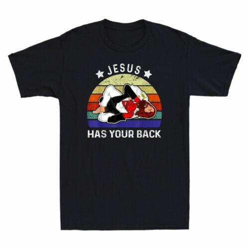 Brazilian Jiu Jitsu Wrestling Jesus Has Your Back Funny Vintage Men s T-Shirt S