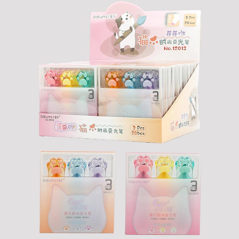 1/6Pcs Kawaii Cat Claw Pastel Color Highlighters Drawing Graffiti Art Markers Fluorescent Pen Cute Stationery School Supplies
