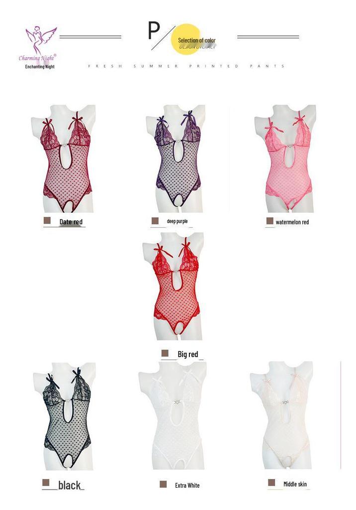 Lace Crotchless Bodysuit - French Flirty See-through Lingerie