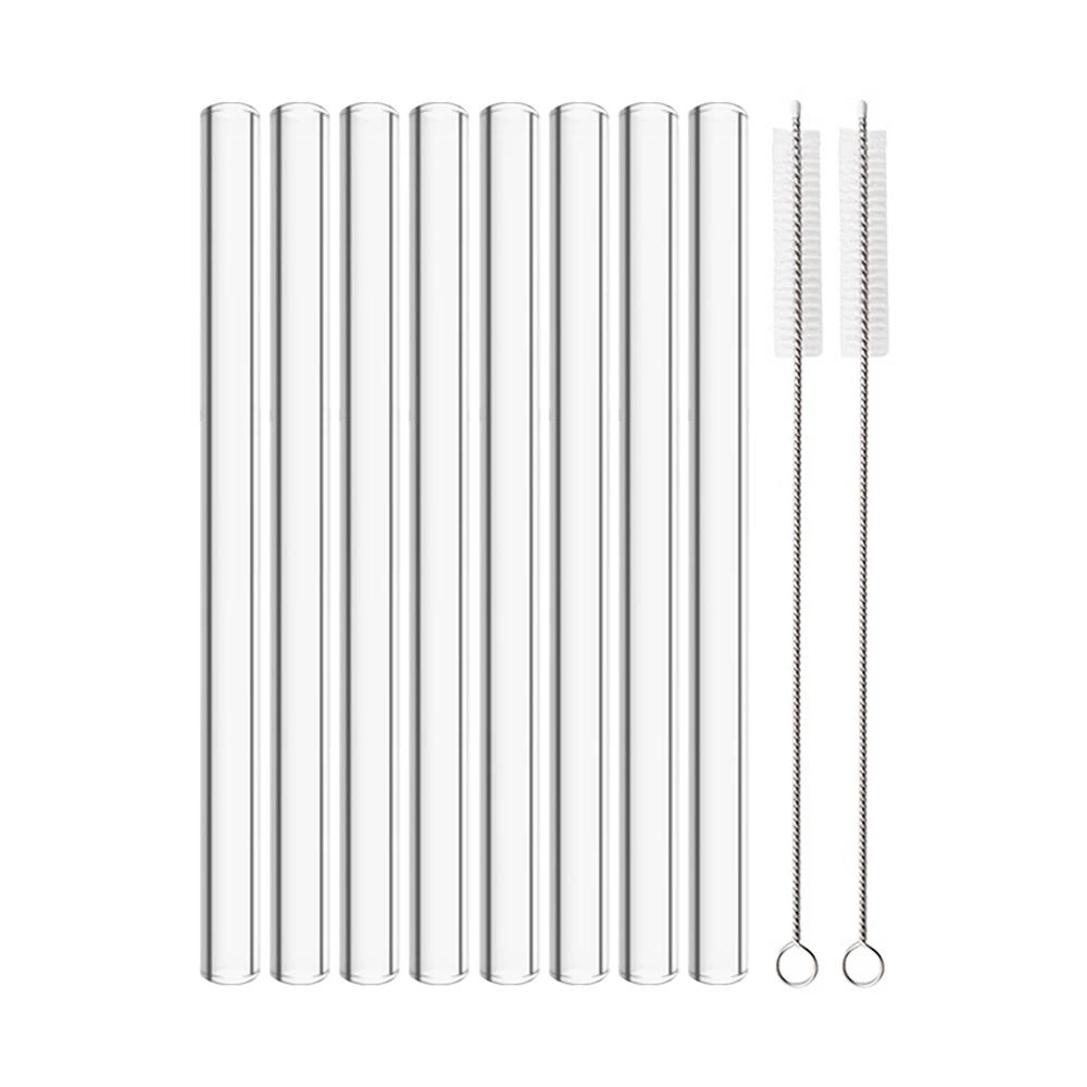 High Borosilicate Glass Straw Set Reusable Straw 12mm Wide Smoothie Straw for Bubble Tea Milkshakes Drinking for Bar Accessories