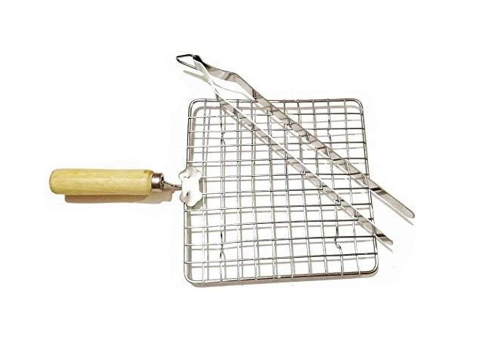 

TreegoArt Kitchen Expert Stainless Steel Square Papad Jhali Roti with Chimta For Kitchen Purpuse - Pack Of 2 серебряный